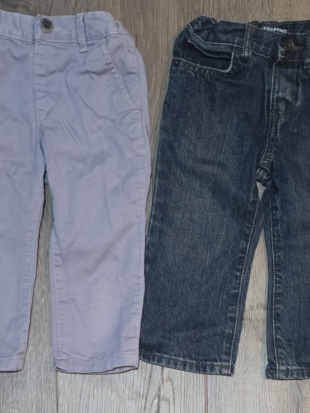 The Children's Place Lot 2 Baby Boy Pants 18-24M Gray Chinos & Blue Denim Jeans